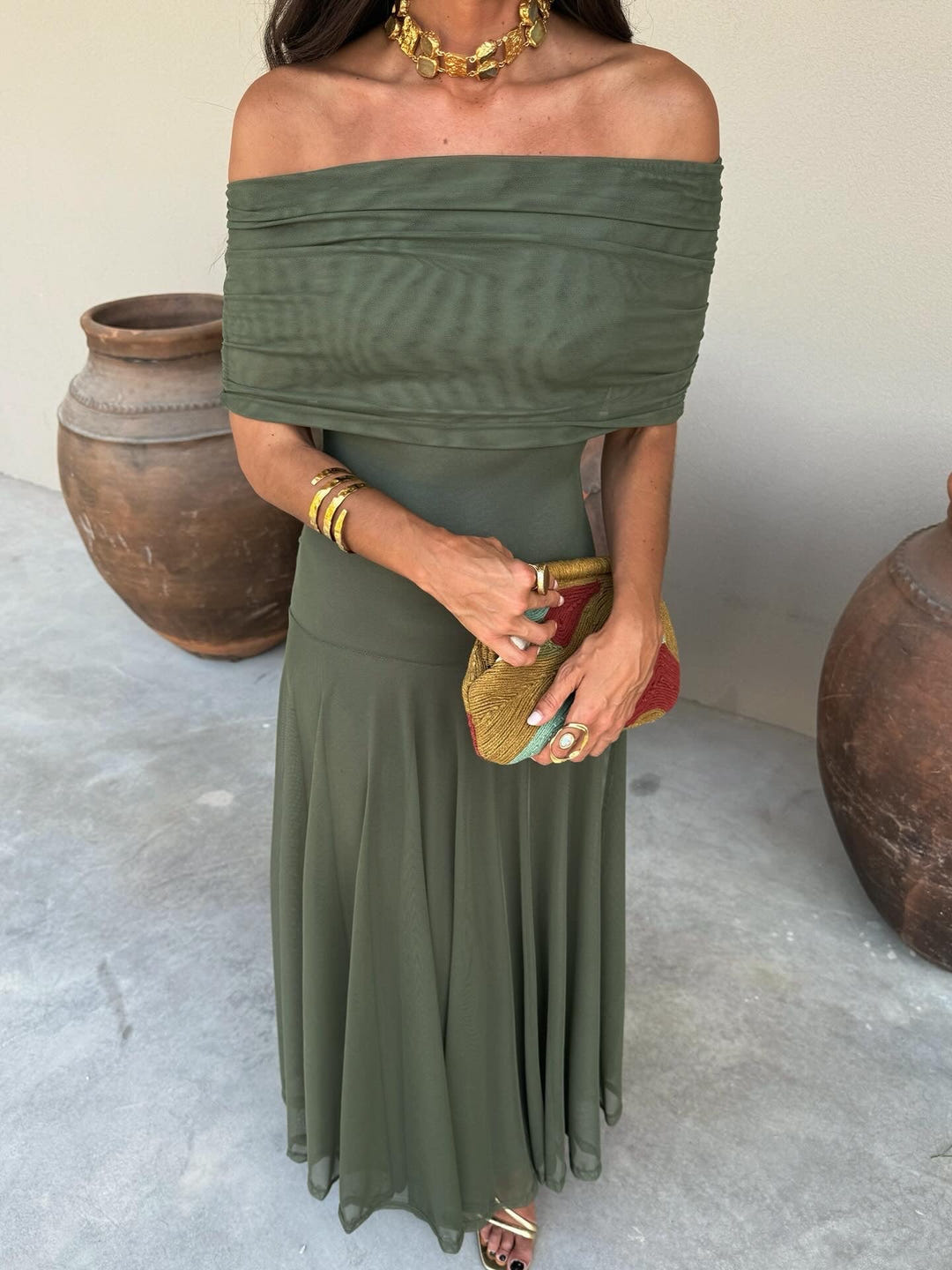 Nimue | Linen Silk Midi Dress