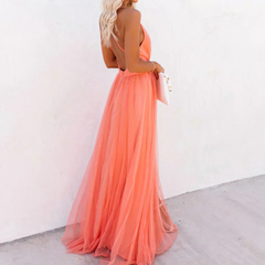 Katja | Coral Light Maxi Dress
