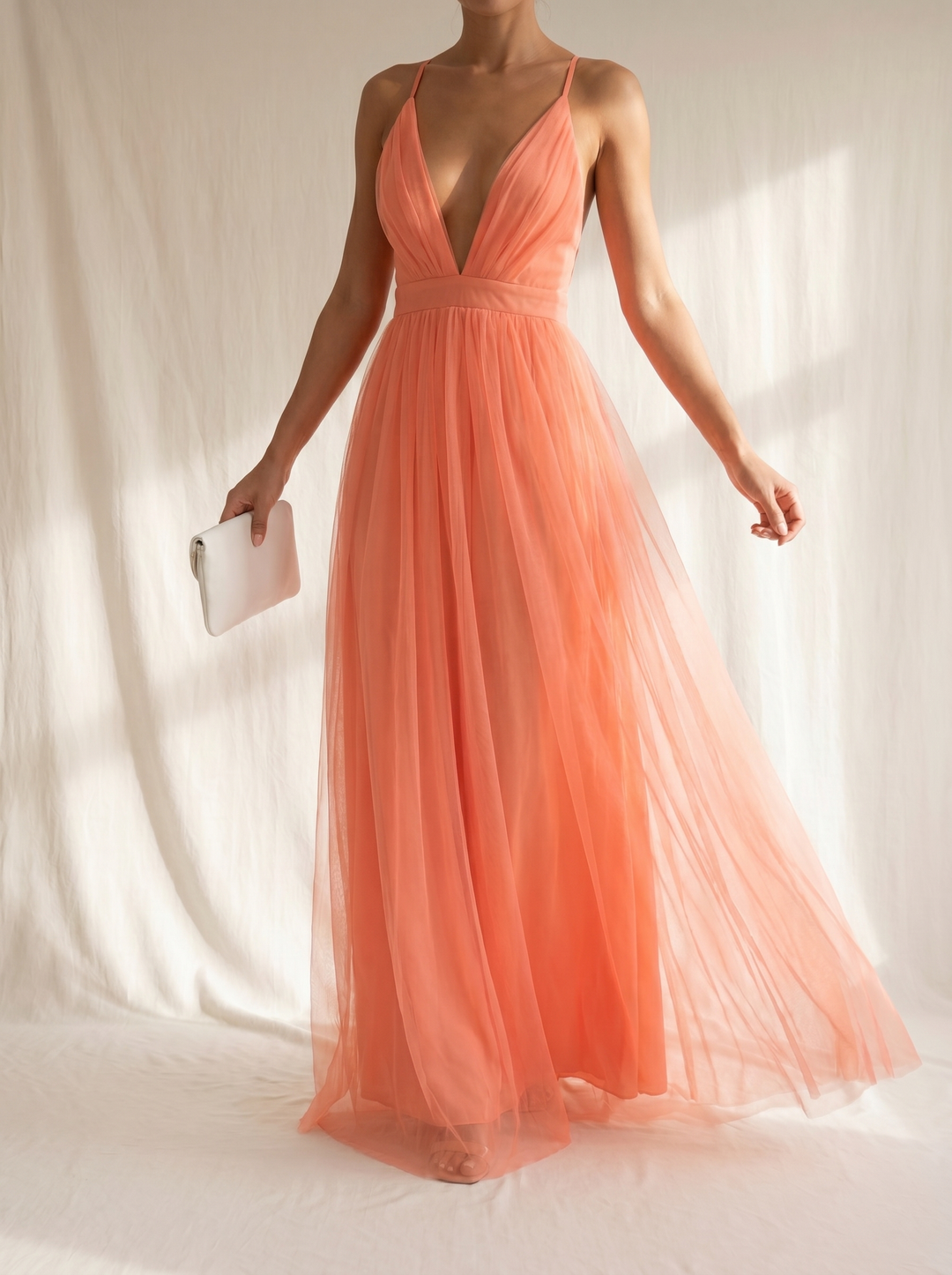 Katja | Coral Light Maxi Dress