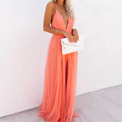 Katja | Coral Light Maxi Dress