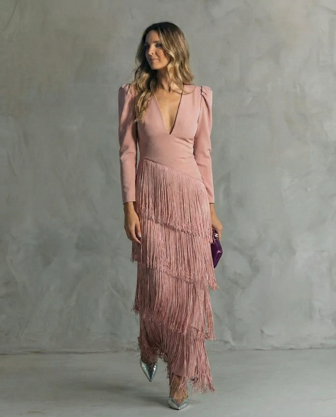 Mira | Fringe Sleeve Midi Dress