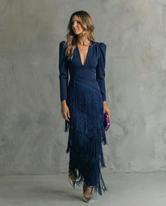 Mira | Fringe Sleeve Midi Dress