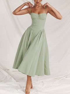 Ella | Corseted Midi Dress With Flowing Skirt