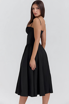 Ella | Corseted Midi Dress With Flowing Skirt