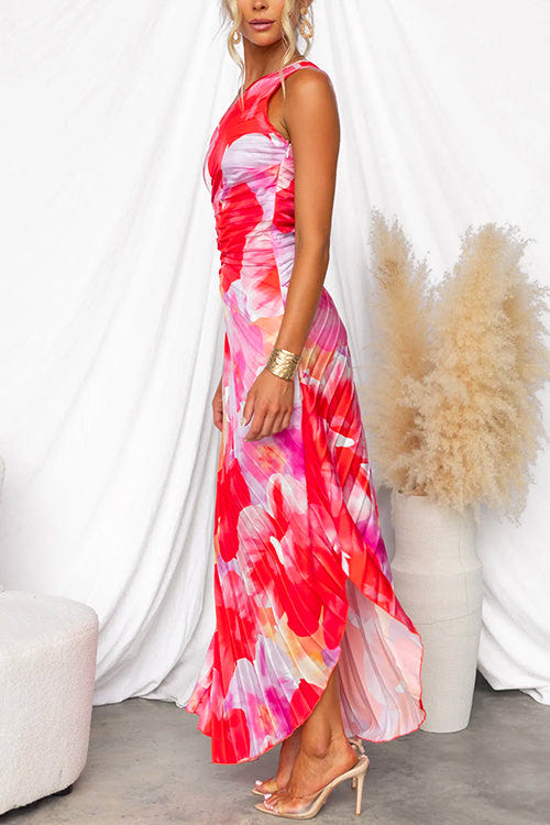 Ellis | Pleated One-Shoulder Maxi Dress