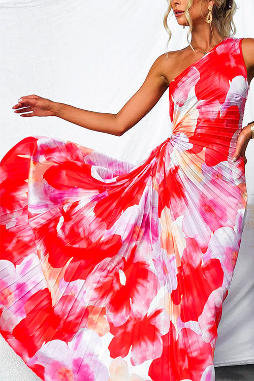 Ellis | Pleated One-Shoulder Maxi Dress