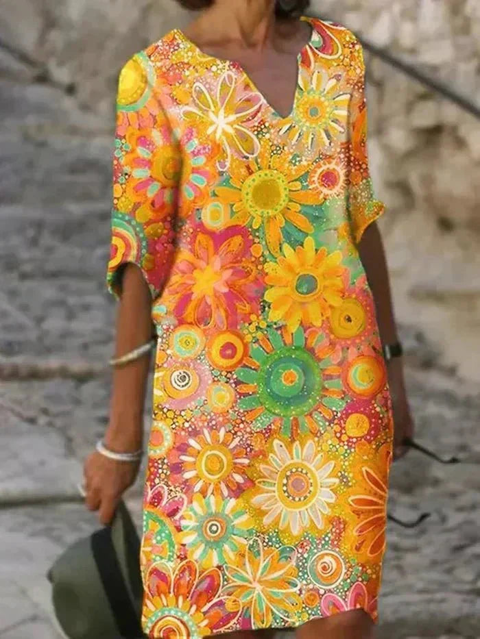 Dafydd | Vibrant Floral Midi Dress