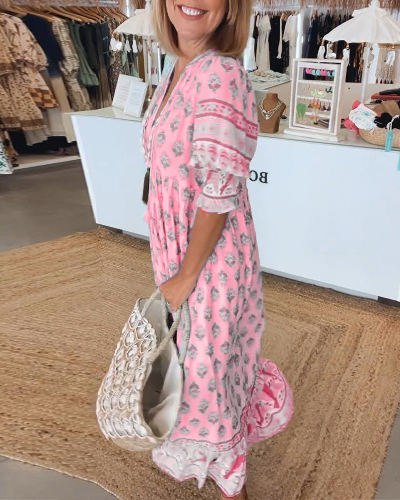 Jana | Floral V-Neck Midi Dress