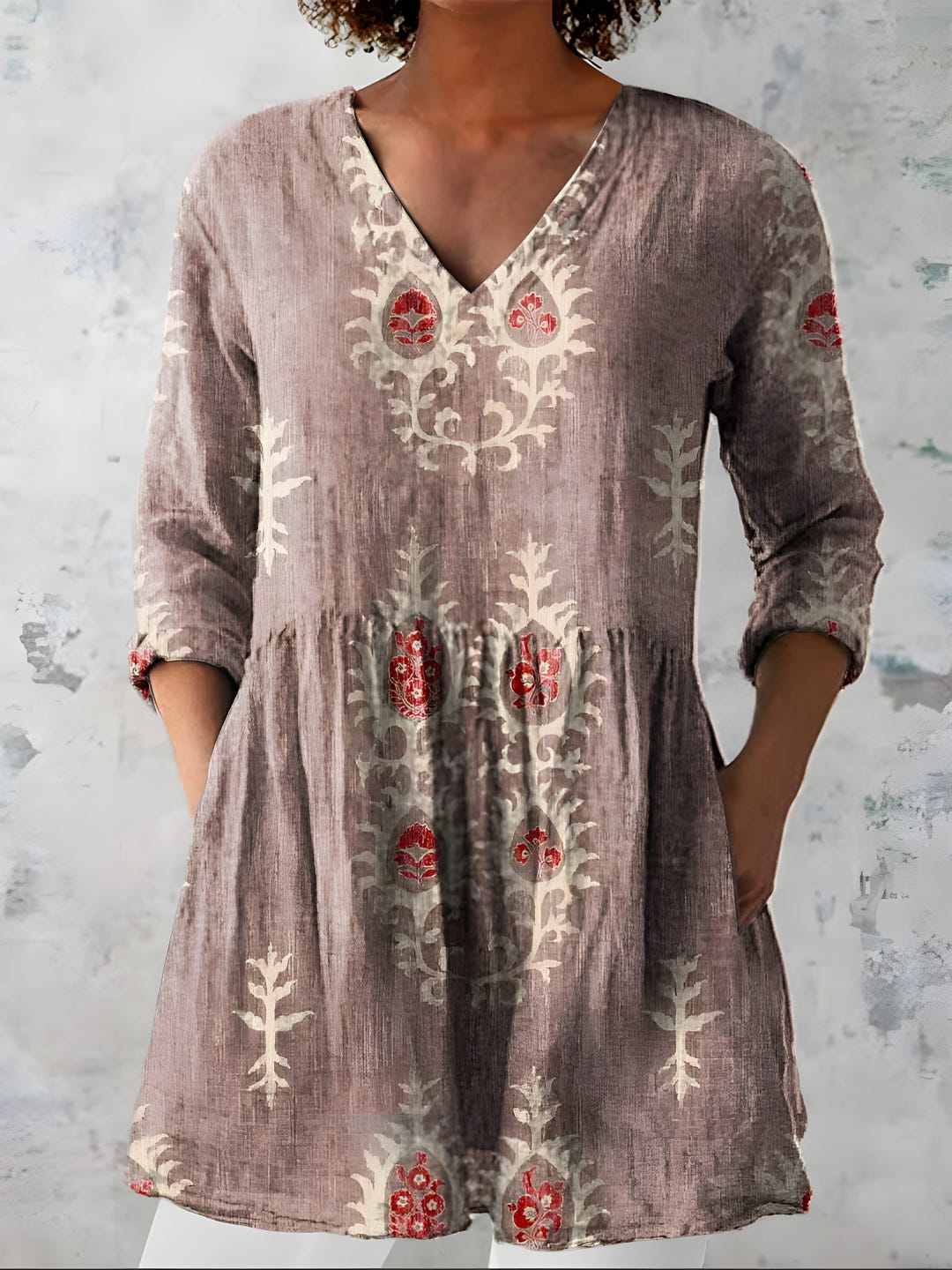 Mary-Jane | Flowing Long Blouse V-Neck
