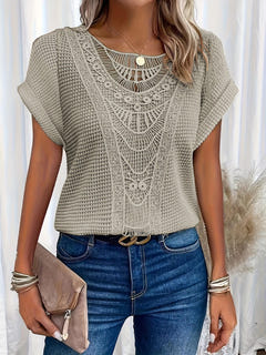 Skyler | Crochet-Trim Round-Neck Top