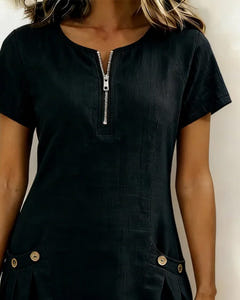 Noeleen | Cotton Zip-Pocket Dress