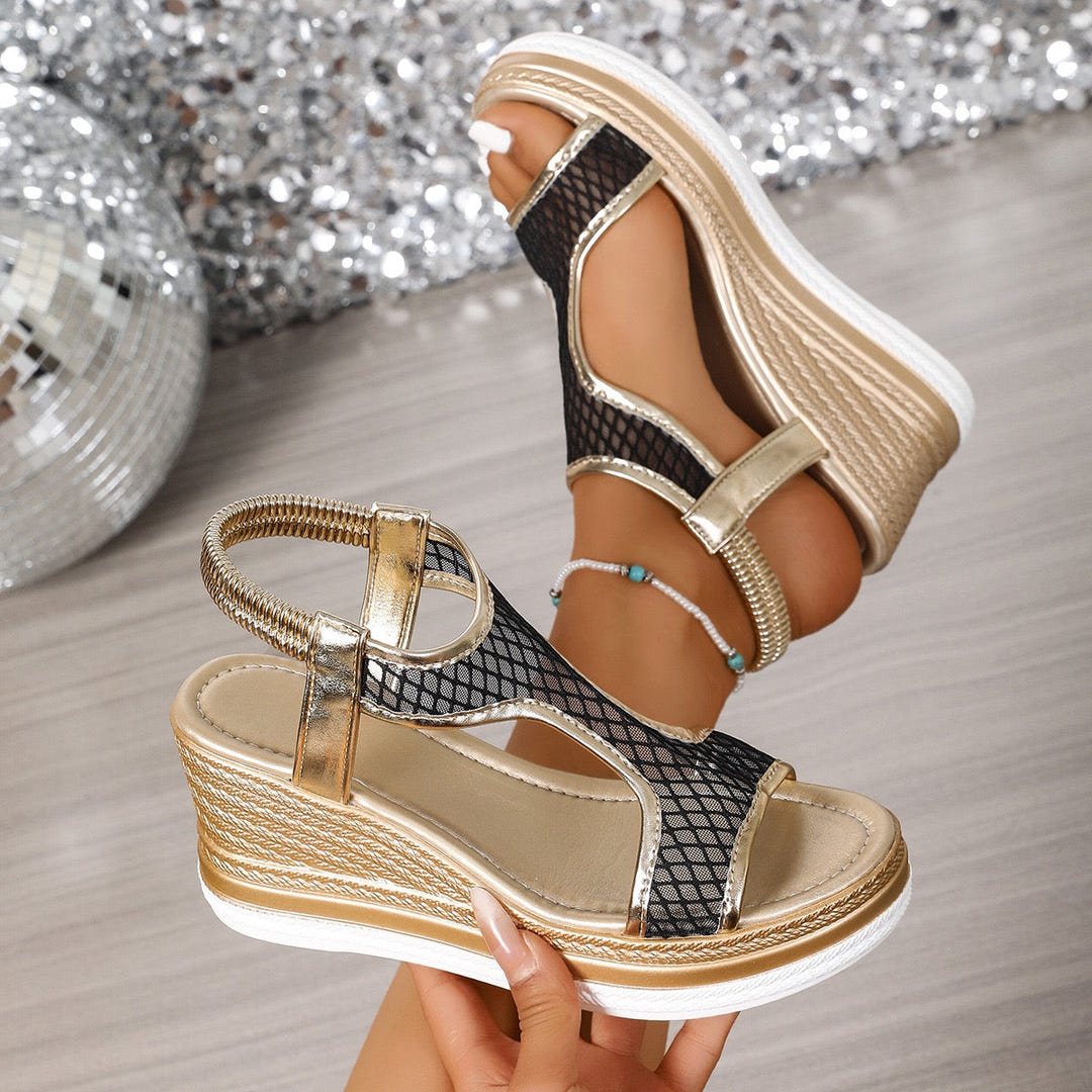 Vina | Mesh Wedge Sandals