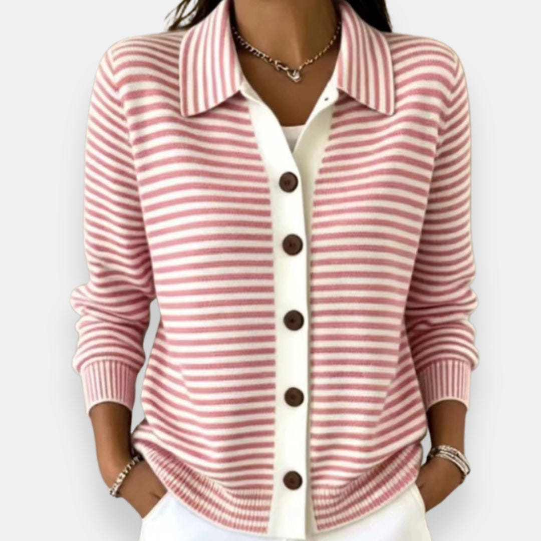 Basia | Striped Button Cardigan