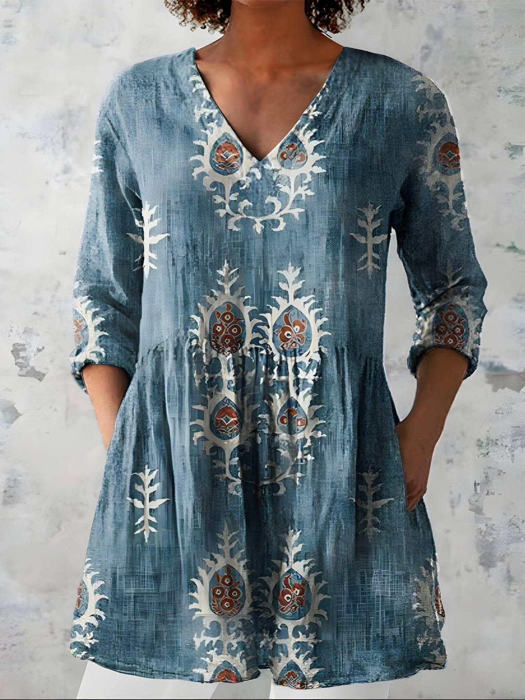 Mary-Jane | Flowing Long Blouse V-Neck