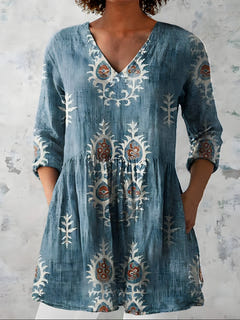 Mary-Jane | Flowing Long Blouse V-Neck