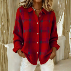 Lexine | Plaid Knit Cardigan