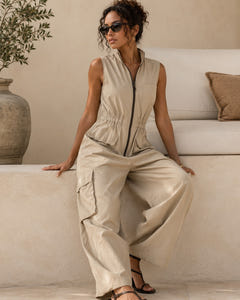 Nettie | Utility Cargo Zip Jumpsuit