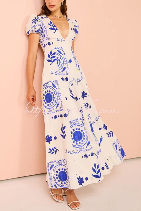 Hedda | Graceful Blue Floral Dress