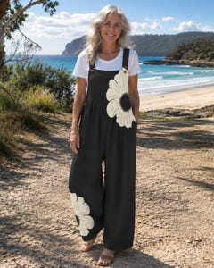 Clover | Daisy Print Wide-Leg Dungarees on Bruny Island