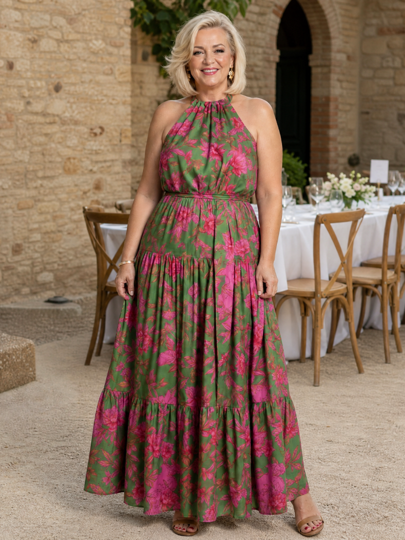 Mariska | Draped Halter Midi Dress