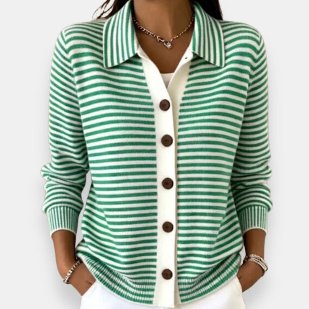 Basia | Striped Button Cardigan