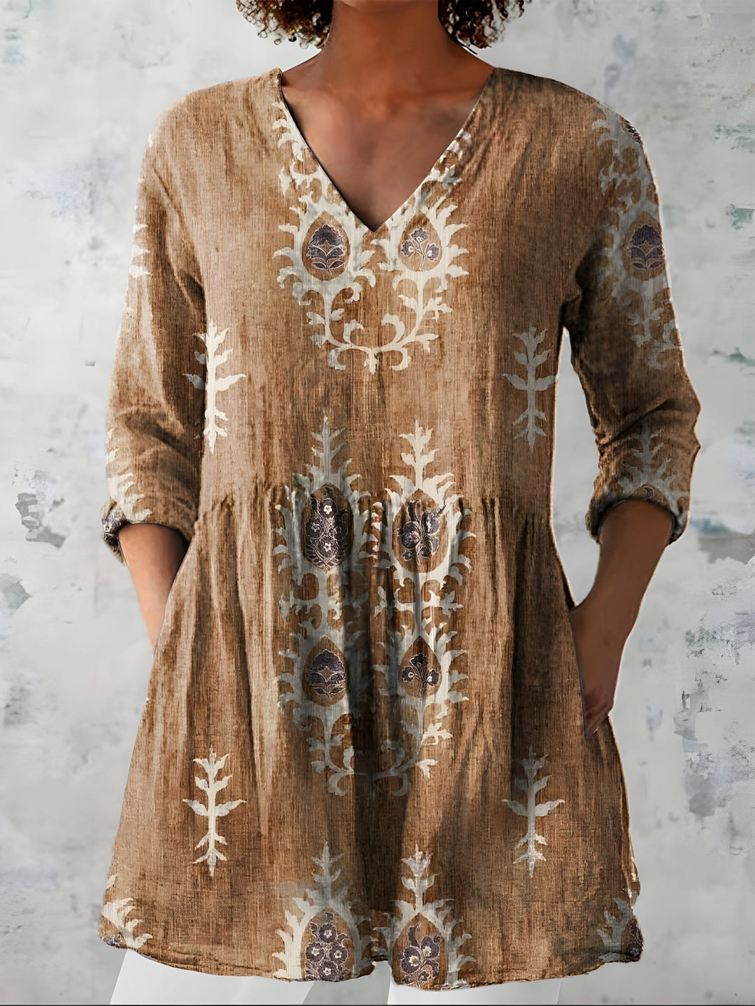 Mary-Jane | Flowing Long Blouse V-Neck