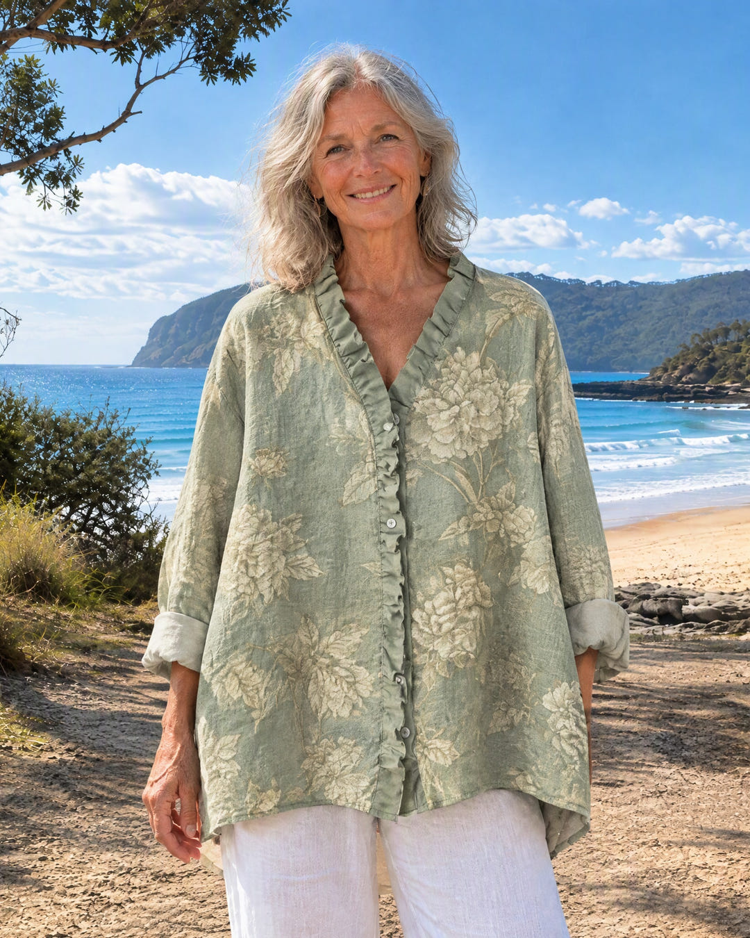 Tabitha in Sage Floral on Bruny Island