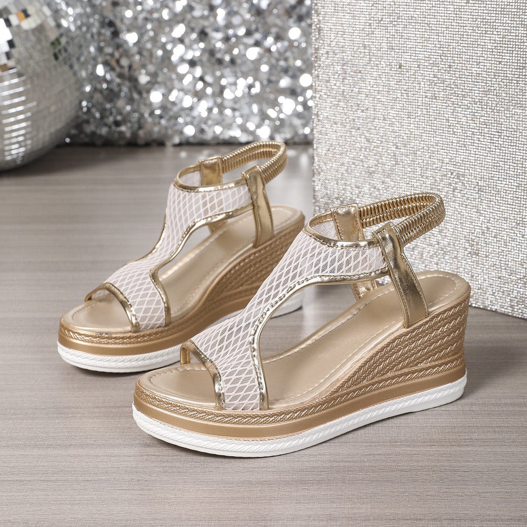 Vina | Mesh Wedge Sandals