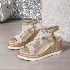 Vina | Mesh Wedge Sandals
