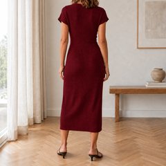 Cady | Ribbed Knot-Waist Midi Dress