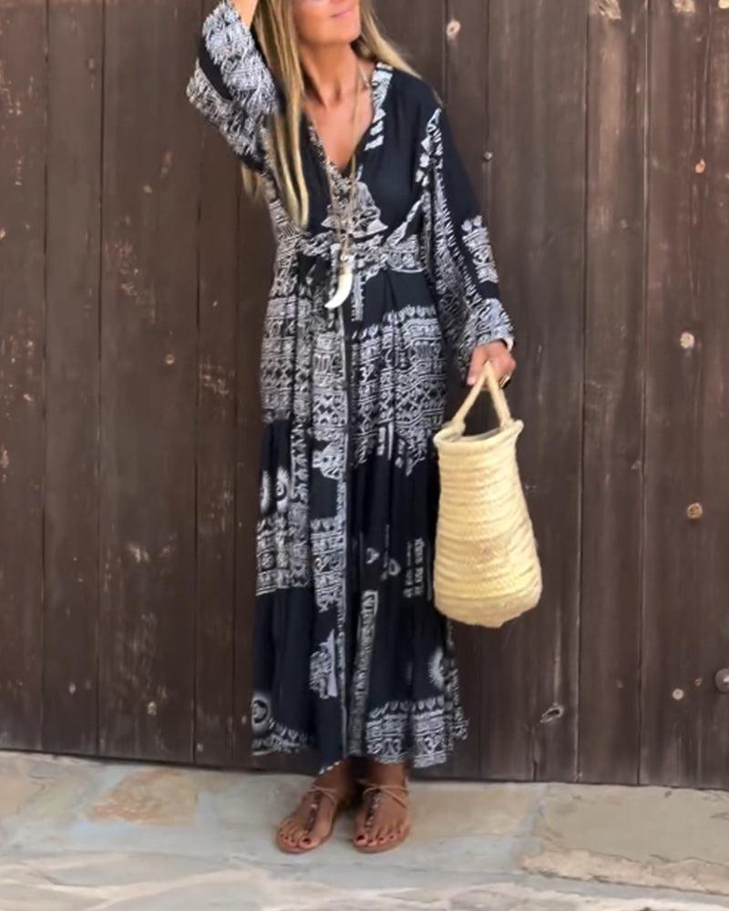 Georgie | Trendy V-Neck Bell Sleeve Dress