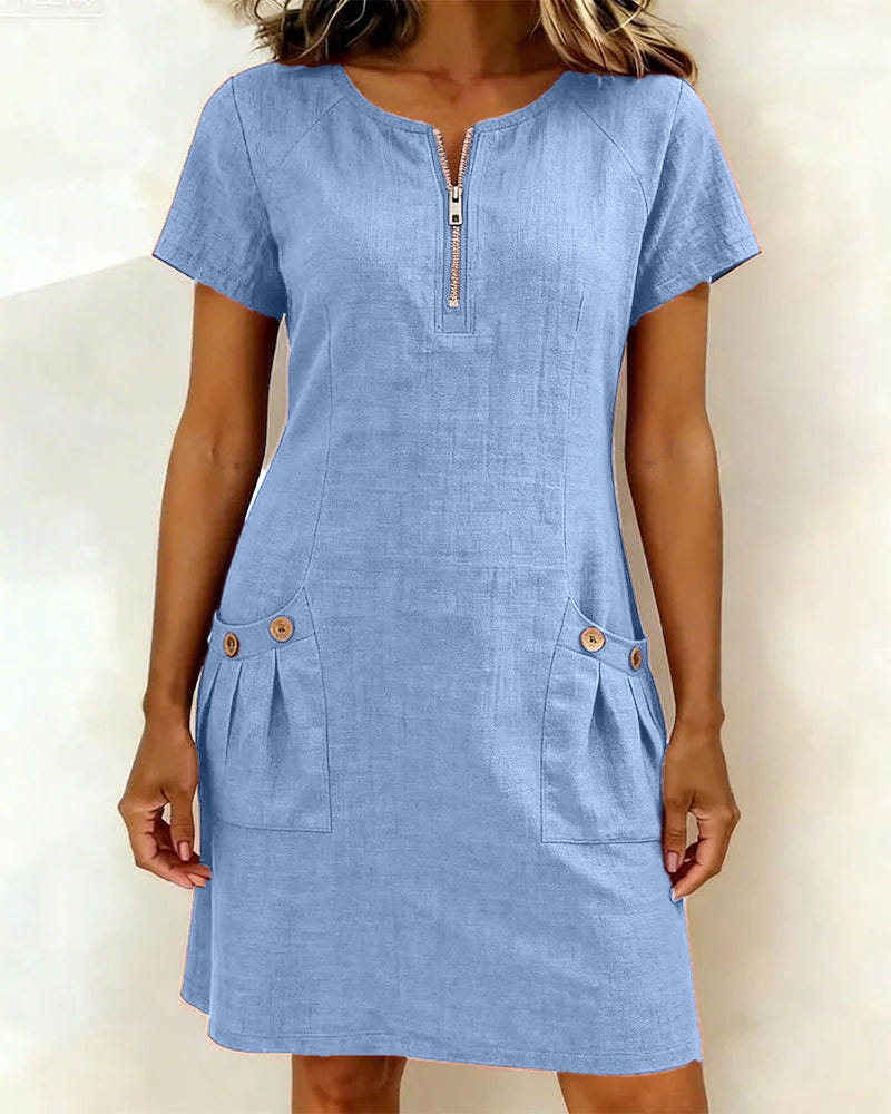 Noeleen | Cotton Zip-Pocket Dress