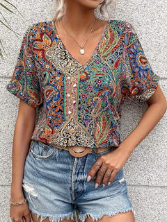 Mair | Art Print Chic V-Neck Blouse