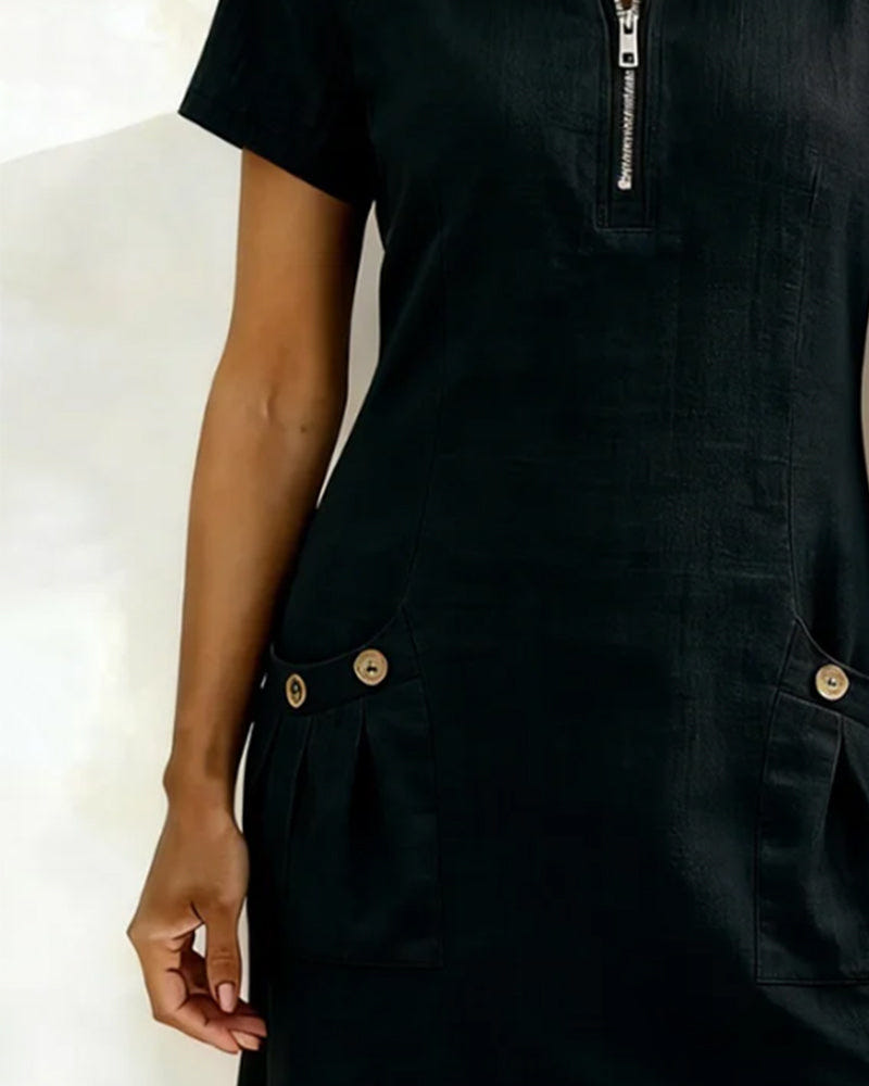 Noeleen | Cotton Zip-Pocket Dress