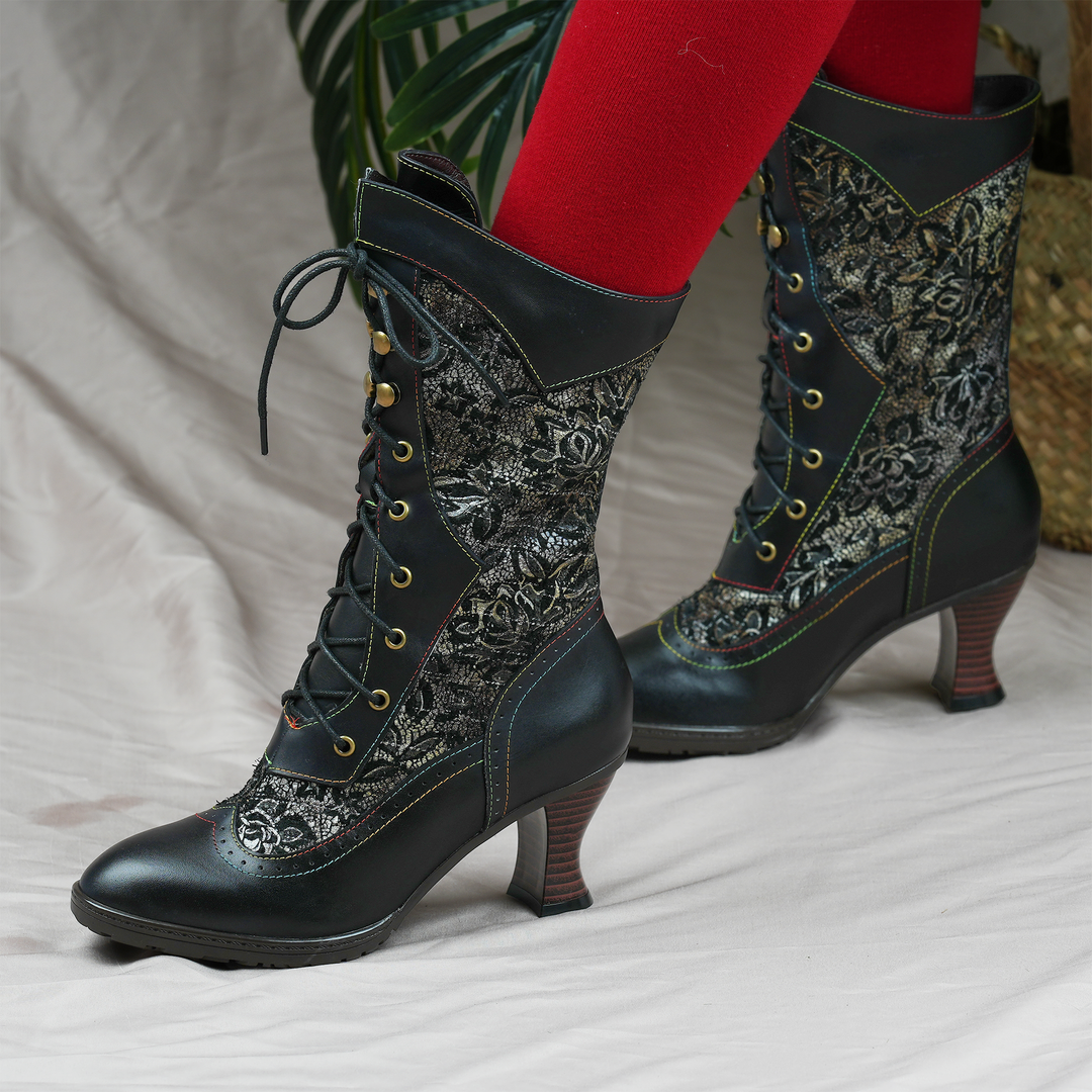 Thalia | Refined Lace-Up Heeled Boots