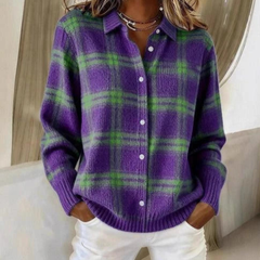 Deanna | Plaid Knit Cardigan