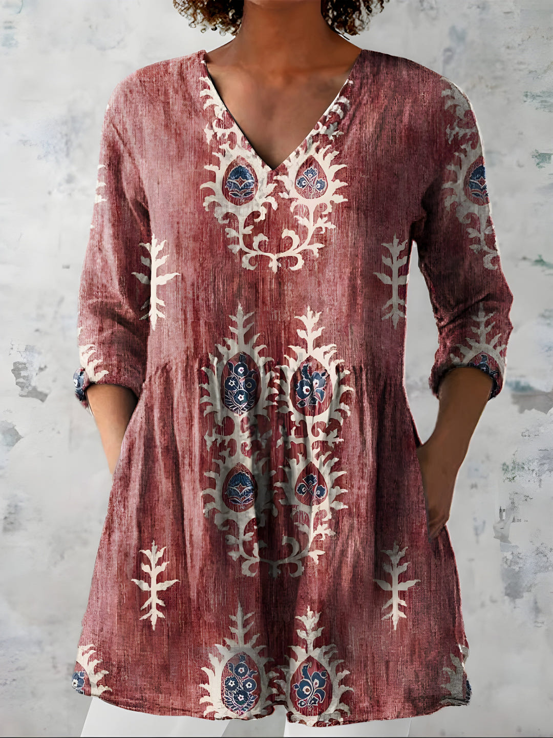 Mary-Jane | Flowing Long Blouse V-Neck