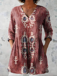 Mary-Jane | Flowing Long Blouse V-Neck
