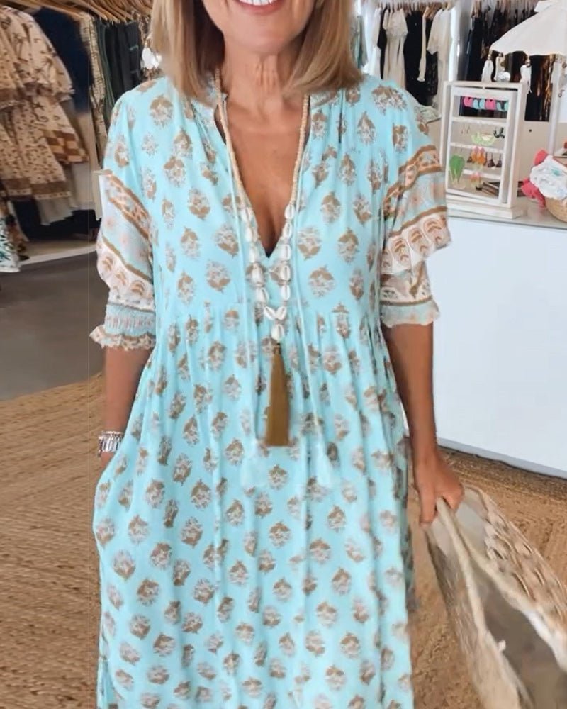 Jana | Floral V-Neck Midi Dress