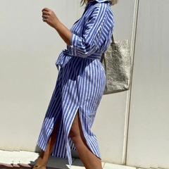 Jacquelyn | Stripe Linen Shirt Dress