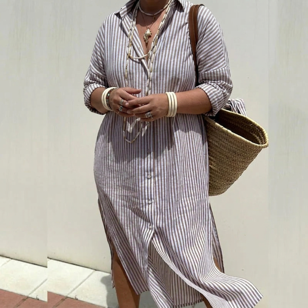 Jacquelyn | Stripe Linen Shirt Dress