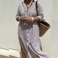 Jacquelyn | Stripe Linen Shirt Dress