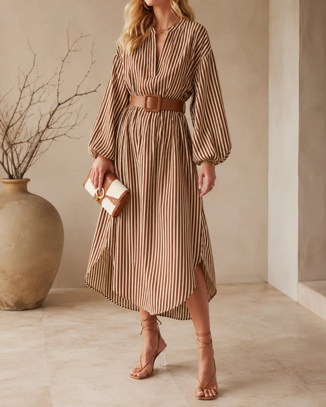 Sadie | Vertical Stripe Midi Dress