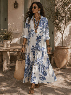 Berit | Blue Floral Maxi Dress