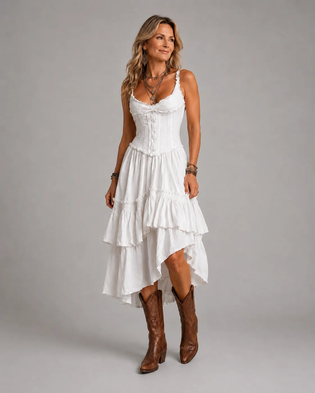 Carina | Lace-Trim Retro Midi Dress
