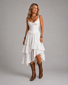 Carina | Lace-Trim Retro Midi Dress