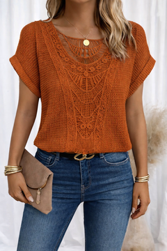 Skyler | Crochet-Trim Round-Neck Top