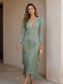 Sharla | Fringed Flared Maxi Dress