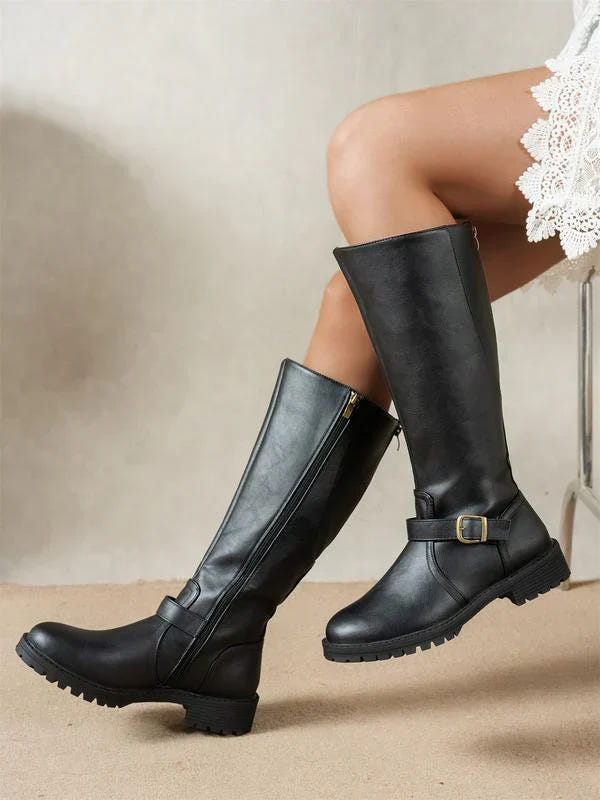 Fearchar | Tall Leather Buckle Boot