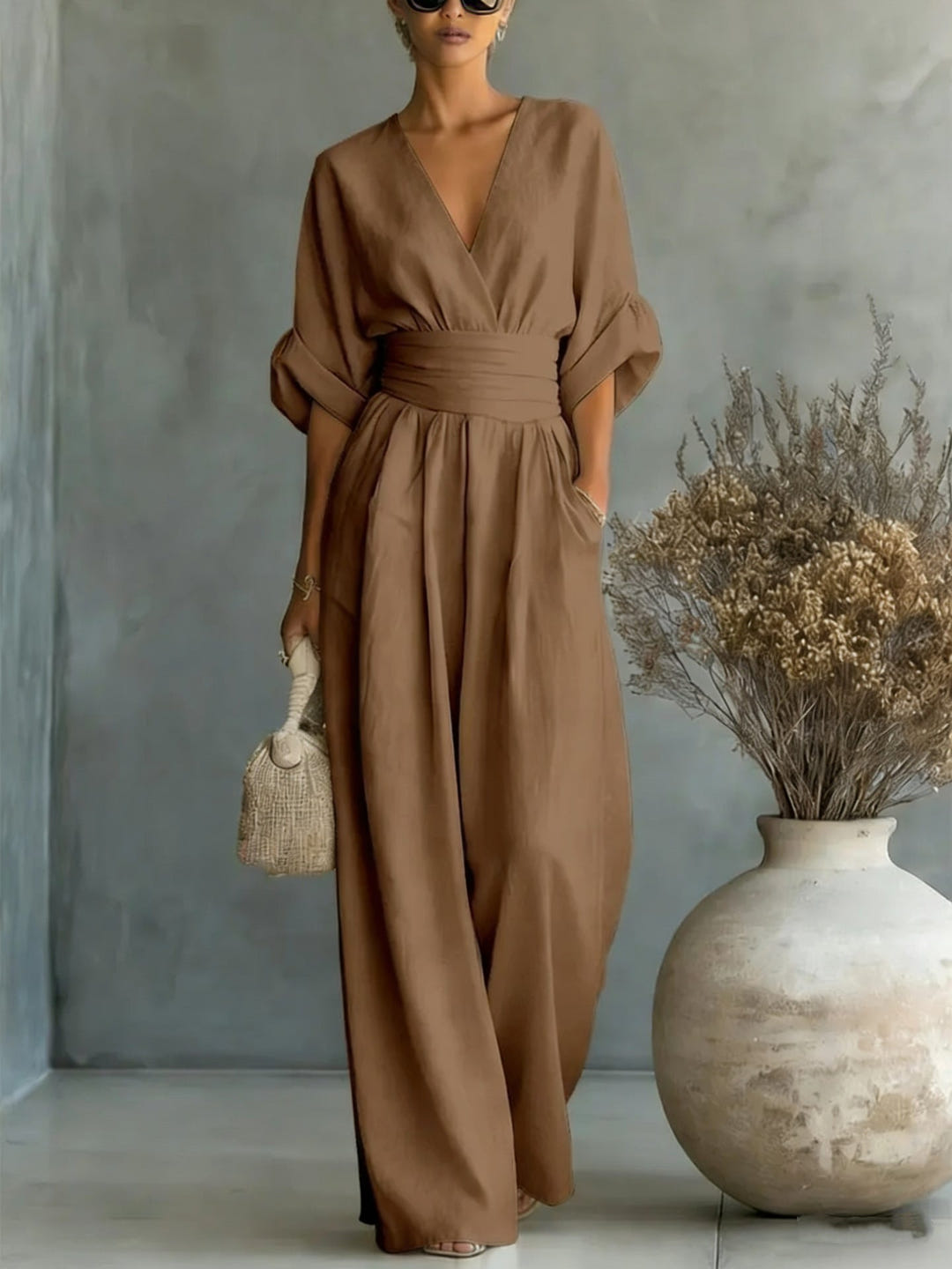 Megen | V-Neck Open-Back Maxi Dress